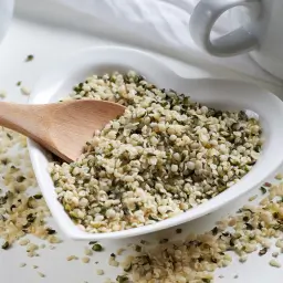 A bowl of hemp seeds