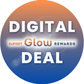 Logo with text DIGITAL DEAL and GLOW AWARDS on a gradient background